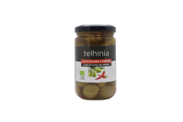 Telhinia  Βιολογικές Πράσινες Ελιές με Πιπεριά 170 g
